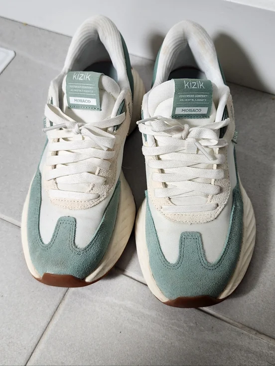 Women's Sage Green & Cream Platform Sneakers - Picture 2 of 5